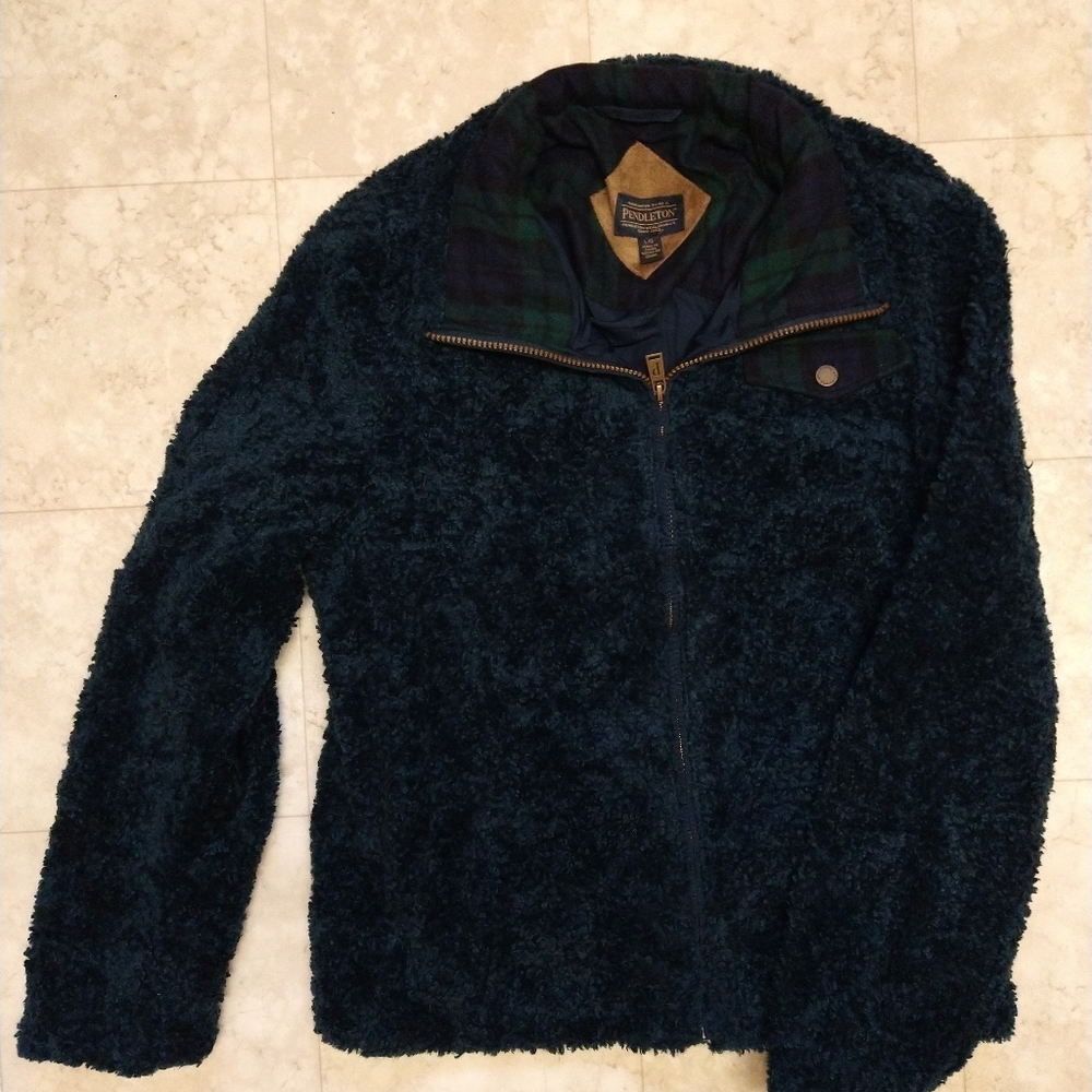 Pendleton blue fleece zip-up sweater